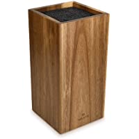 Navaris Soporte con cerdas para Cuchillos - Bloque de Acacia para Utensilios de Cocina - Base Universal de Madera para…